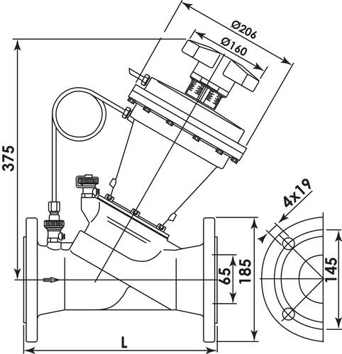 Vanne D'équilibrage Hydromat DFc 200 à 1000 Mbars DN65 - OVENTROP 4 Vanne D'équilibrage Hydromat DFc 200 à 1000 Mbars DN65 - OVENTROP – Image 2