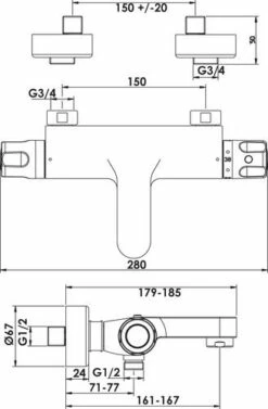 Thermostatique Bain-douche C3 Ev'O - ROLF -ROBINETTERIE HAMMEL Soldes 11206A 2