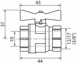 Vanne à Sphère Double Femelle 12/17 V490 - Manette Papillon - PRONORM -ROBINETTERIE HAMMEL Soldes 1490 12 2