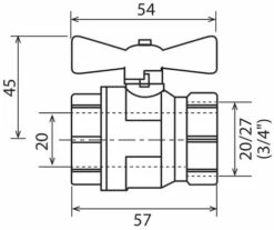 Vanne à Sphère Double Femelle 20/27 V490 - Manette Papillon - PRONORM -ROBINETTERIE HAMMEL Soldes 1490 20 2