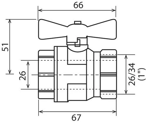 Vanne à Sphère Double Femelle 26/34 V490 - Manette Papillon - PRONORM 4 Vanne à Sphère Double Femelle 26/34 V490 - Manette Papillon - PRONORM – Image 2