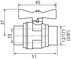 Vanne à Sphère Double Mâle 12/17 V490 - Manette Papillon - PRONORM -ROBINETTERIE HAMMEL Soldes 1491 12 2