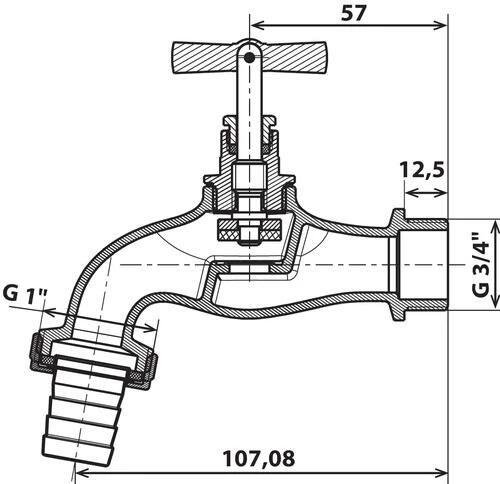 Robinet D'arrosage Avec Raccord Au Nez 20/27- 26/34 Brut - PRONORM 5 Robinet D'arrosage Avec Raccord Au Nez 20/27- 26/34 Brut - PRONORM – Image 3