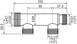 Collecteur 2 Départs Double Filetage à Portée Plate - FIXOCONNECT -ROBINETTERIE HAMMEL Soldes 1645 02 20 2