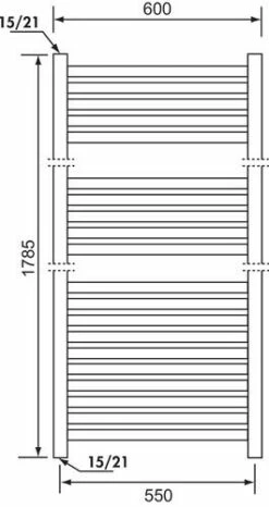 Radiateur Sèche-serviettes Eau Chaude 875W RONDO Tubes Cintrés - DELTACALOR -ROBINETTERIE HAMMEL Soldes 1700 900 2