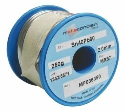 Bobine Soudure étain 40 % Fil âme Décapante 250 Grs