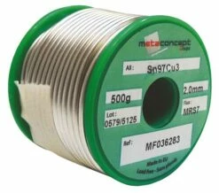 Bobine Soudure étain 97% Et Cuivre 3% Sans Plomb Fil âme Décapante 500 Grs