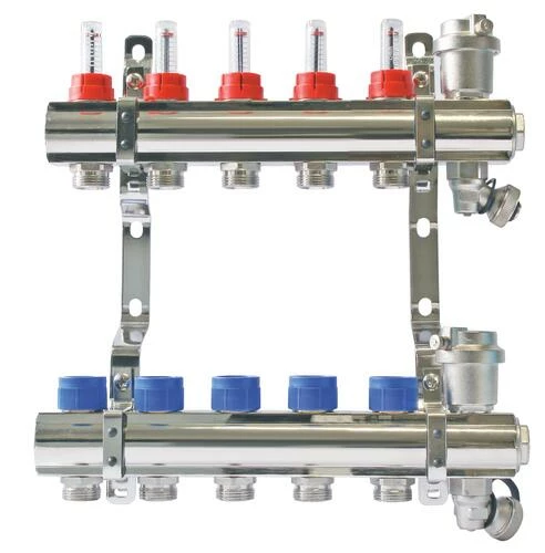Collecteur PCBT 5 Départs En Laiton Chromé - SOMATHERM 3 Collecteur PCBT 5 Départs En Laiton Chromé - SOMATHERM