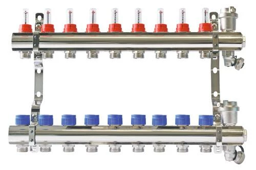 Collecteur PCBT 9 Départs En Laiton Chromé - SOMATHERM 3 Collecteur PCBT 9 Départs En Laiton Chromé - SOMATHERM