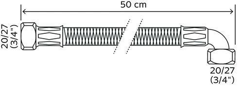 Flexible Sanitaire 1 écrou Tournant Femelle 20/27 - 1 Coude écrou Tournant- Longueur 500 Mm - DN10 4 Flexible Sanitaire 1 écrou Tournant Femelle 20/27 - 1 Coude écrou Tournant- Longueur 500 Mm - DN10 – Image 2