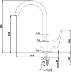 Mitigeur D'évier Bec Haut Access - ROLF 5 Mitigeur D'évier Bec Haut Access - ROLF -ROBINETTERIE HAMMEL Soldes 3480 2