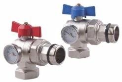 Kit Vannes PCBT Coudées Laiton Chromé Avec Thermomètre - SOMATHERM