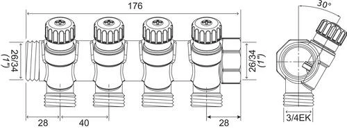Collecteur Avec Vannes 4 Départs EASY LOCK Départ 3/4EK Arrivé 26/34 - FIXOCONNECT 4 Collecteur Avec Vannes 4 Départs EASY LOCK Départ 3/4EK Arrivé 26/34 - FIXOCONNECT – Image 2