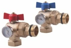 Kit Vannes PCBT Coudées Laiton Brut Avec Thermomètre - SOMATHERM