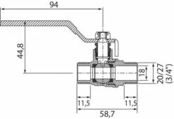 Vanne à Sphère Double Mâle 20/27 - Manette Plate 9 Vanne à Sphère Double Mâle 20/27 - Manette Plate -ROBINETTERIE HAMMEL Soldes 470 20MM 4