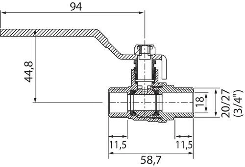Vanne à Sphère Double Mâle 20/27 - Manette Plate 6 Vanne à Sphère Double Mâle 20/27 - Manette Plate – Image 4