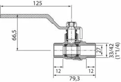 Vanne à Sphère Double Mâle 33/42 - Manette Plate -ROBINETTERIE HAMMEL Soldes 470 33MM 4