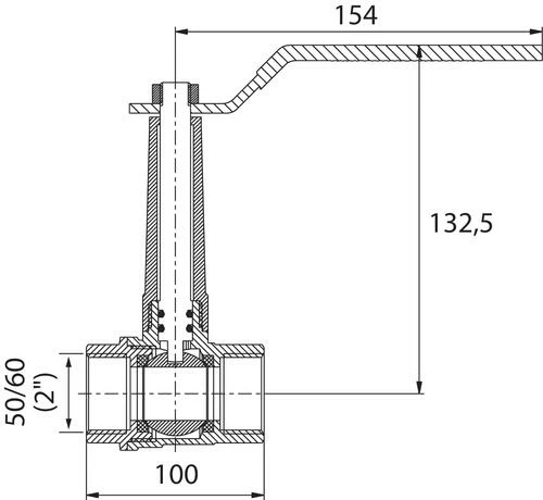 Vanne à Sphère à Rehausse Double Femelle 50/60 V490 - Manette Plate - PRONORM 4 Vanne à Sphère à Rehausse Double Femelle 50/60 V490 - Manette Plate - PRONORM – Image 2
