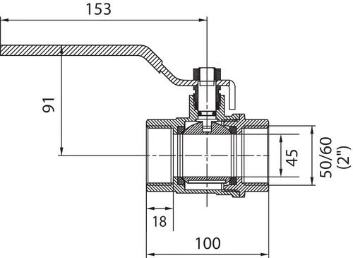 Vanne à Sphère Double Femelle 50/60 - Manette Plate 6 Vanne à Sphère Double Femelle 50/60 - Manette Plate – Image 4