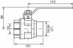 Vanne à Sphère Mâle Femelle 50/60 V490 - Manette Plate - PRONORM -ROBINETTERIE HAMMEL Soldes 492 50 2