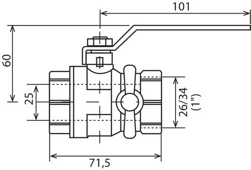 Vanne à Sphère Double Femelle 26/34 à Purge V490 - Manette Plate - PRONORM 4 Vanne à Sphère Double Femelle 26/34 à Purge V490 - Manette Plate - PRONORM – Image 2