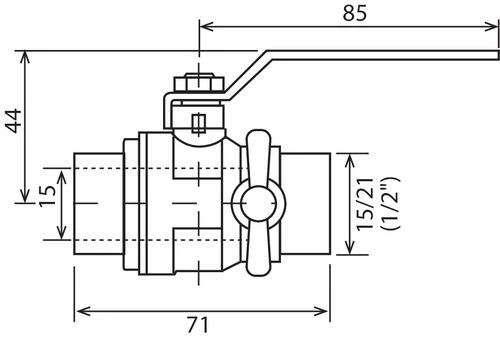Vanne à Sphère Double Mâle 15/21 à Purge V490 - Manette Plate - PRONORM 4 Vanne à Sphère Double Mâle 15/21 à Purge V490 - Manette Plate - PRONORM – Image 2
