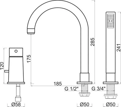 Mitigeur De Bain-douche 3 Trous Ori'O - ROLF 4 Mitigeur De Bain-douche 3 Trous Ori'O - ROLF – Image 2
