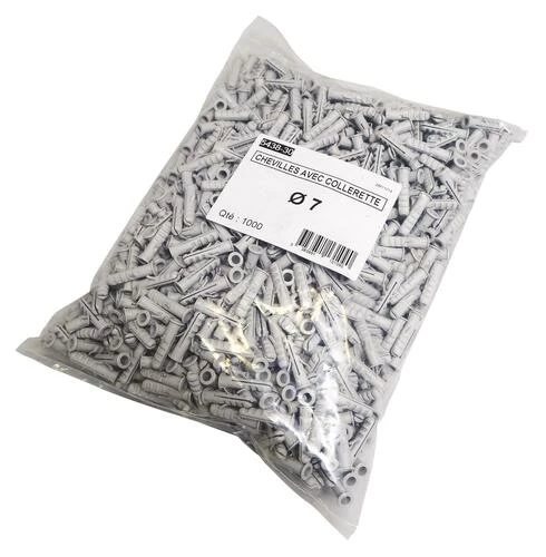 Cheville Plastique à Collerette Pour Matériaux Pleins 7mm 3 Cheville Plastique à Collerette Pour Matériaux Pleins 7mm