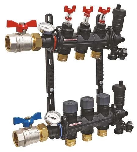 Collecteur PCBT Avec Vannes 3 Départs En Matériau De Synthèse - SOMATHERM 3 Collecteur PCBT Avec Vannes 3 Départs En Matériau De Synthèse - SOMATHERM