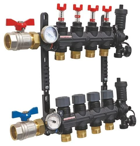 Collecteur PCBT Avec Vannes 4 Départs En Matériau De Synthèse - SOMATHERM 3 Collecteur PCBT Avec Vannes 4 Départs En Matériau De Synthèse - SOMATHERM