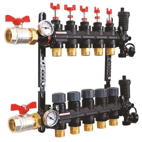 Collecteur PCBT Avec Vannes 5 Départs En Matériau De Synthèse - SOMATHERM 3 Collecteur PCBT Avec Vannes 5 Départs En Matériau De Synthèse - SOMATHERM