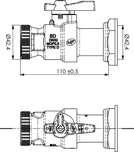 Robinet D'arrêt Gaz Pour Compteur G6-g10 Calibre 32 - BANIDES 4 Robinet D'arrêt Gaz Pour Compteur G6-g10 Calibre 32 - BANIDES – Image 2