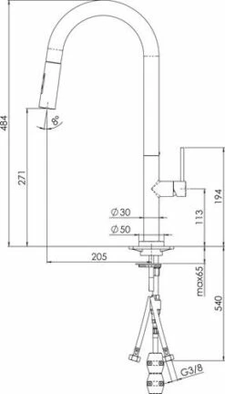 Mitigeur D'évier Bec Haut Avec Douchette Ori'O - ROLF 5 Mitigeur D'évier Bec Haut Avec Douchette Ori'O - ROLF -ROBINETTERIE HAMMEL Soldes 76100 2