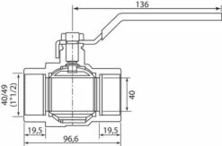 Vanne à Sphère NF Double Femelle 40/49 - Manette Plate - PRONORM -ROBINETTERIE HAMMEL Soldes 9600 40B 3