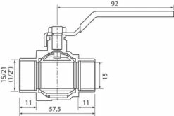 Vanne à Sphère NF Double Mâle 15/21 - Manette Plate - PRONORM -ROBINETTERIE HAMMEL Soldes 9601 15B 3