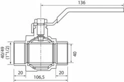 Vanne à Sphère NF Double Mâle 40/49 - Manette Plate - PRONORM -ROBINETTERIE HAMMEL Soldes 9601 40B 3