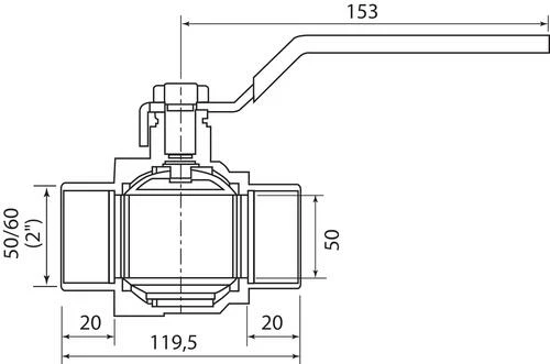 Vanne à Sphère NF Double Mâle 50/60 - Manette Plate - PRONORM 5 Vanne à Sphère NF Double Mâle 50/60 - Manette Plate - PRONORM – Image 3