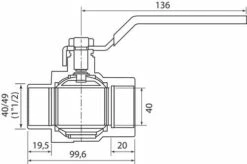 Vanne à Sphère NF Mâle Femelle 40/49 - Manette Plate - PRONORM -ROBINETTERIE HAMMEL Soldes 9602 40B 3