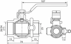 Vanne à Sphère NF Double Femelle à Purge 26/34 - Manette Plate - PRONORM -ROBINETTERIE HAMMEL Soldes 9603 26B 3