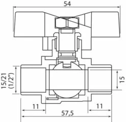 Vanne à Sphère NF Double Mâle 15/21 - Manette Papillon - PRONORM 9 Vanne à Sphère NF Double Mâle 15/21 - Manette Papillon - PRONORM -ROBINETTERIE HAMMEL Soldes 9611 15B 3