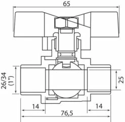 Vanne à Sphère NF Double Mâle 26/34 - Manette Papillon - PRONORM -ROBINETTERIE HAMMEL Soldes 9611 26B 3