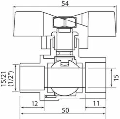 Vanne à Sphère NF Mâle Femelle 15/21 - Manette Papillon - PRONORM -ROBINETTERIE HAMMEL Soldes 9612 15B 3