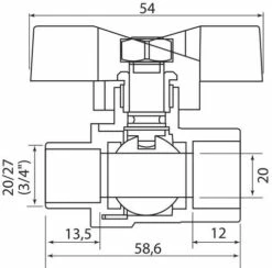 Vanne à Sphère NF Mâle Femelle 20/27 - Manette Papillon - PRONORM -ROBINETTERIE HAMMEL Soldes 9612 20B 3