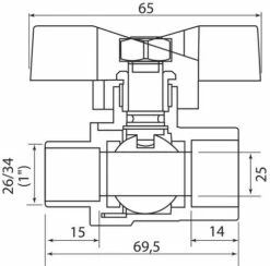 Vanne à Sphère NF Mâle Femelle 26/34 - Manette Papillon - PRONORM -ROBINETTERIE HAMMEL Soldes 9612 26B 3