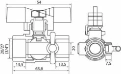 Vanne à Sphère NF Double Femelle à Purge 20/27 - Manette Papillon - PRONORM -ROBINETTERIE HAMMEL Soldes 9613 20B 3