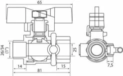 Vanne à Sphère NF Mâle Femelle à Purge 26/34 - Manette Papillon - PRONORM -ROBINETTERIE HAMMEL Soldes 9615 26B 3